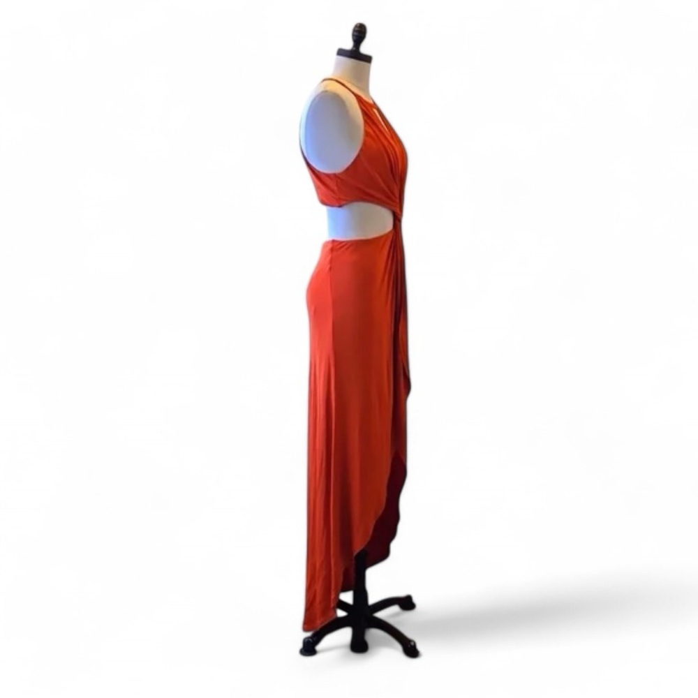 Bebe Women's Dress L Orange Cutout Twist Front Party Cocktail Vacation Dress - Picture 2 of 7